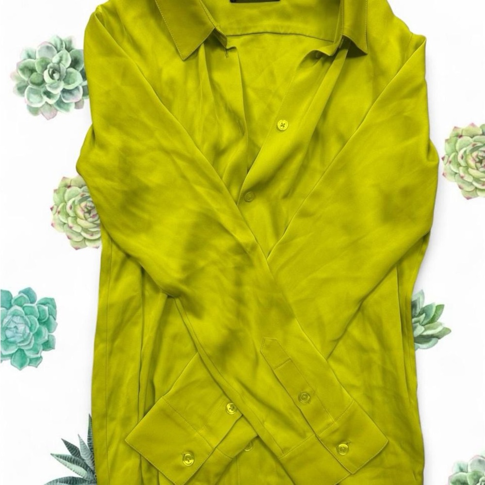 Elyse Walker Lime Green Silk Blouse